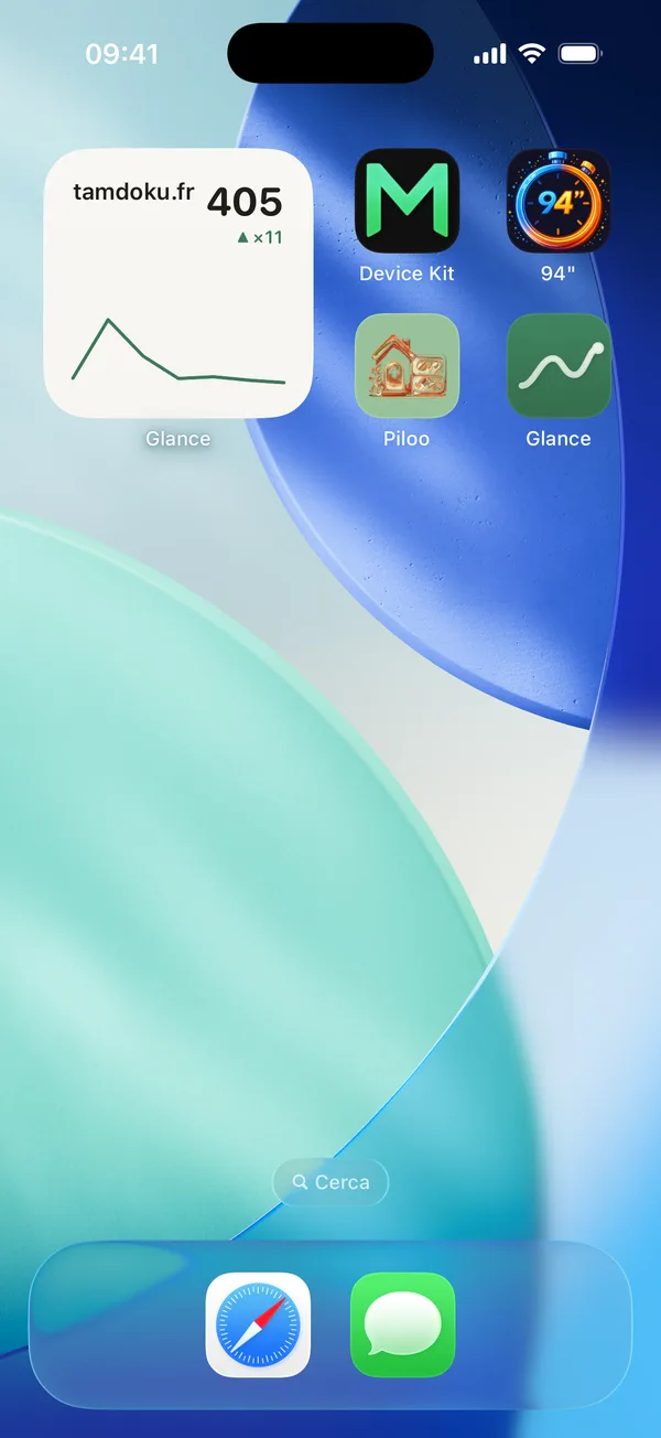 Glance — un widget iOS sur l'écran d'accueil affichant les visiteurs d'un site